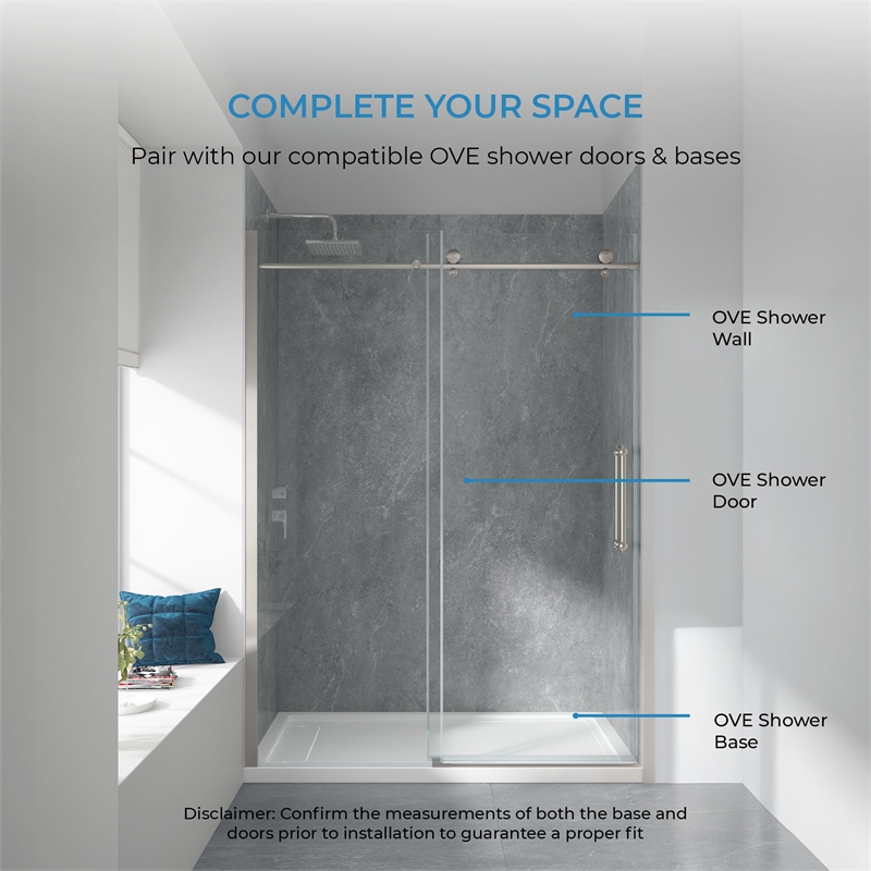 OVE Arroyo Alcove Shower Walls 60 in. x 36 in. x 84 in. in Slate