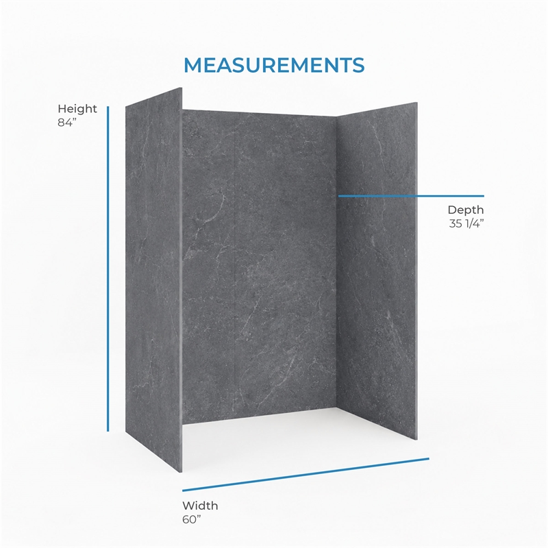 OVE Arroyo Alcove Shower Walls 60 in. x 36 in. x 84 in. in Slate