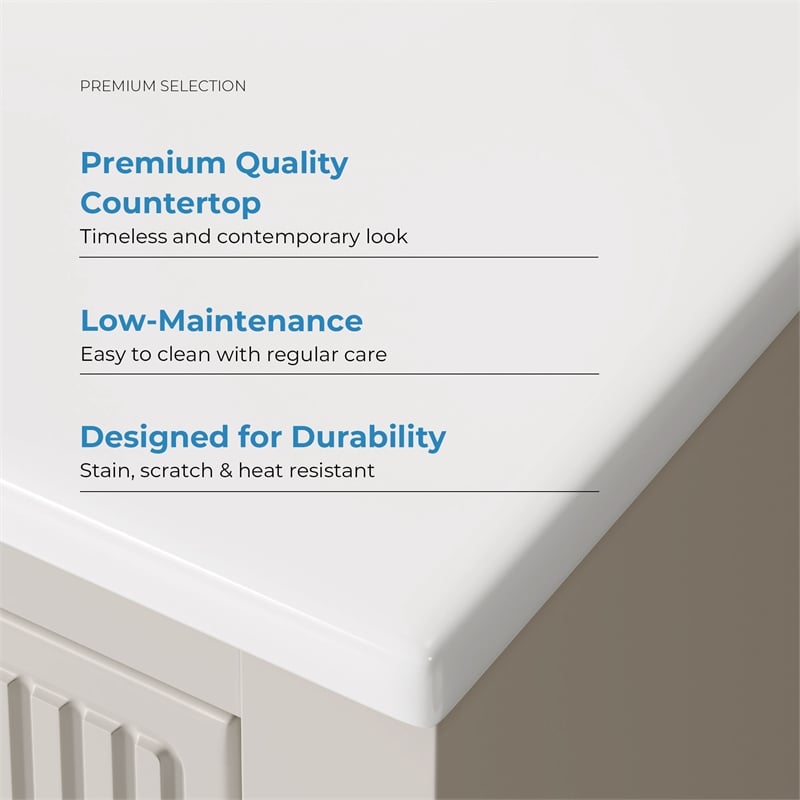 OVE Carissa 30 in. Creamy White Bathroom Vanity with White Ceramic Countertop