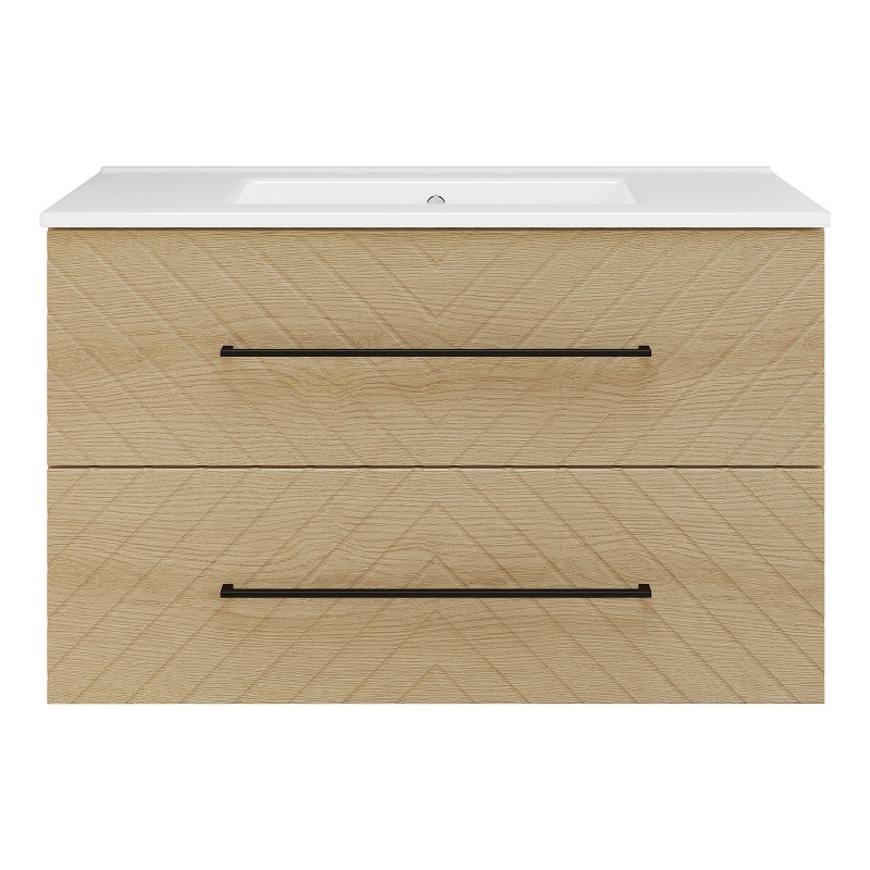 OVE Dahlia 36 in. Bathroom Vanity in Desert Oak with White Ceramic Countertop