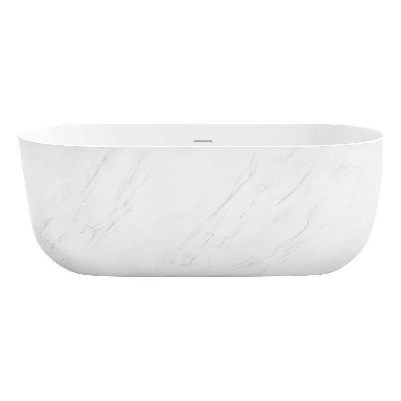 OVE Sophia 59 in. Freestanding Bathtub in Carrara Marble Finish