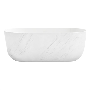 OVE Sophia 59 in. Freestanding Bathtub in Carrara Marble Finish