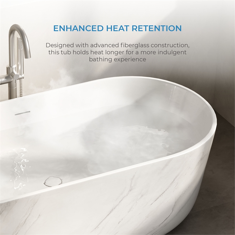 OVE Sophia 67 in. Freestanding Bathtub in Carrara Marble Finish