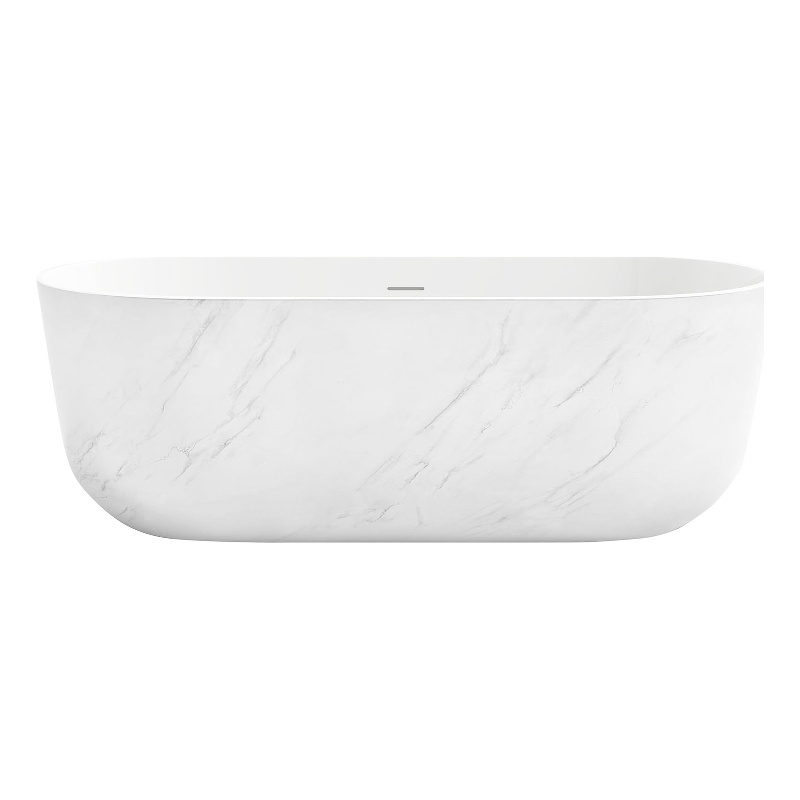 OVE Sophia 67 in. Freestanding Bathtub in Carrara Marble Finish