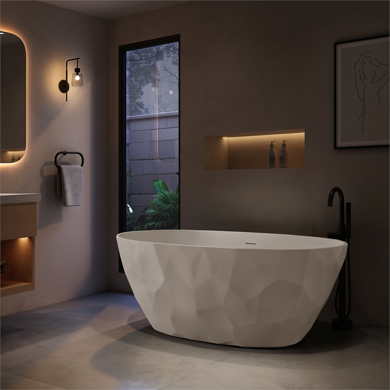 OVE Owen 59 in. Freestanding Bathtub in Faceted White