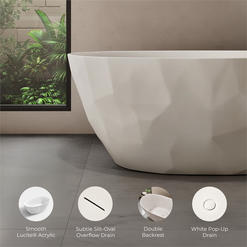 OVE Owen 59 in. Freestanding Bathtub in Faceted White