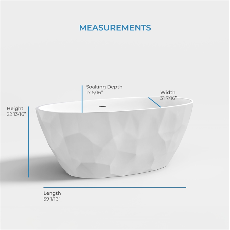 OVE Owen 59 in. Freestanding Bathtub in Faceted White