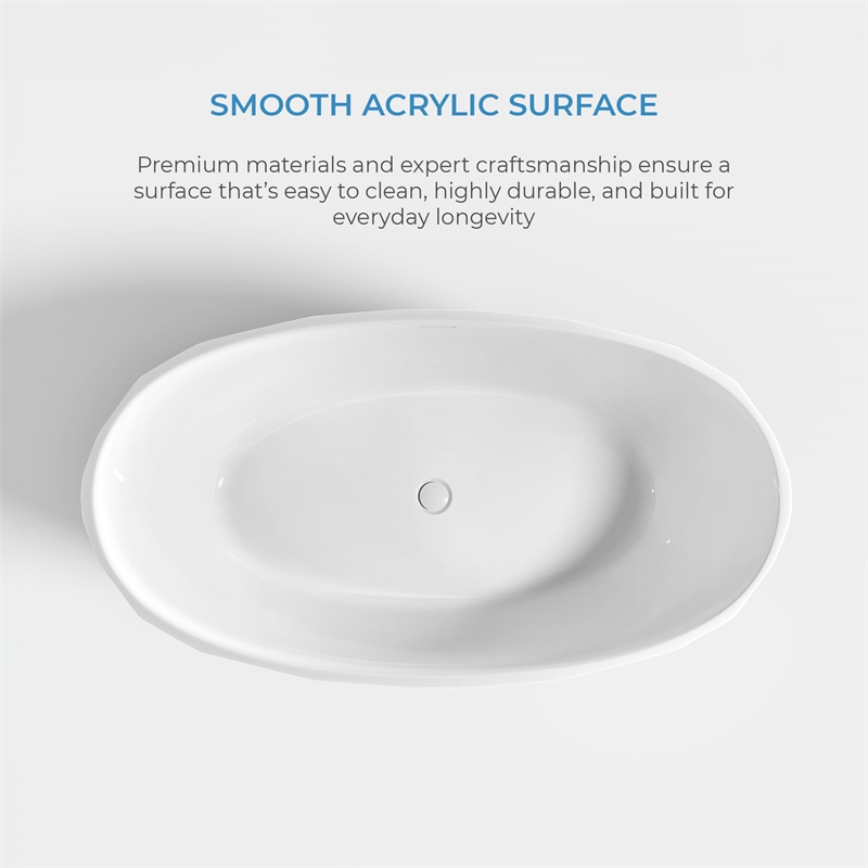 OVE Owen 59 in. Freestanding Bathtub in Faceted White