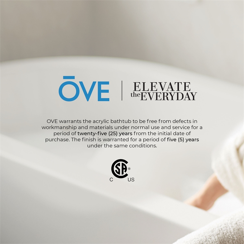 OVE Owen 59 in. Freestanding Bathtub in Faceted White