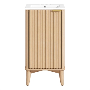 Gabi 18 in. Single Sink Freestanding Rustic Ash Vanity White Ceramic Top