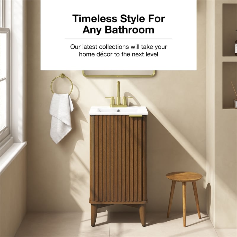 Gabi 18 in. Single Sink Freestanding Warm Walnut Vanity White Ceramic Top