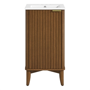 Gabi 18 in. Single Sink Freestanding Warm Walnut Vanity White Ceramic Top