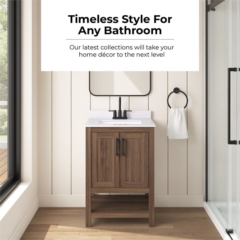 OVE Vegas 24 in. Single Sink Vanity in Spiced Walnut Matte Black
