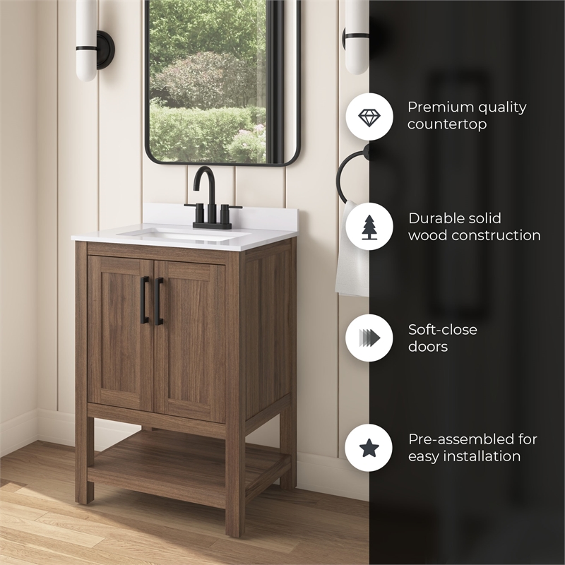 OVE Vegas 24 in. Single Sink Vanity in Spiced Walnut Matte Black