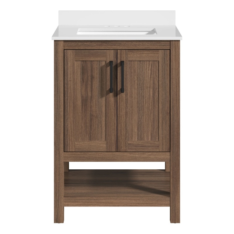 OVE Vegas 24 in. Single Sink Vanity in Spiced Walnut Matte Black