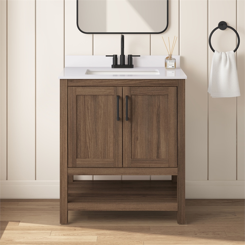 OVE Vegas 30 in. Single Sink Vanity in Spiced Walnut Matte Black