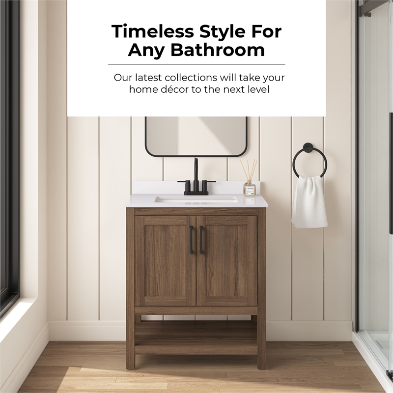 OVE Vegas 30 in. Single Sink Vanity in Spiced Walnut Matte Black