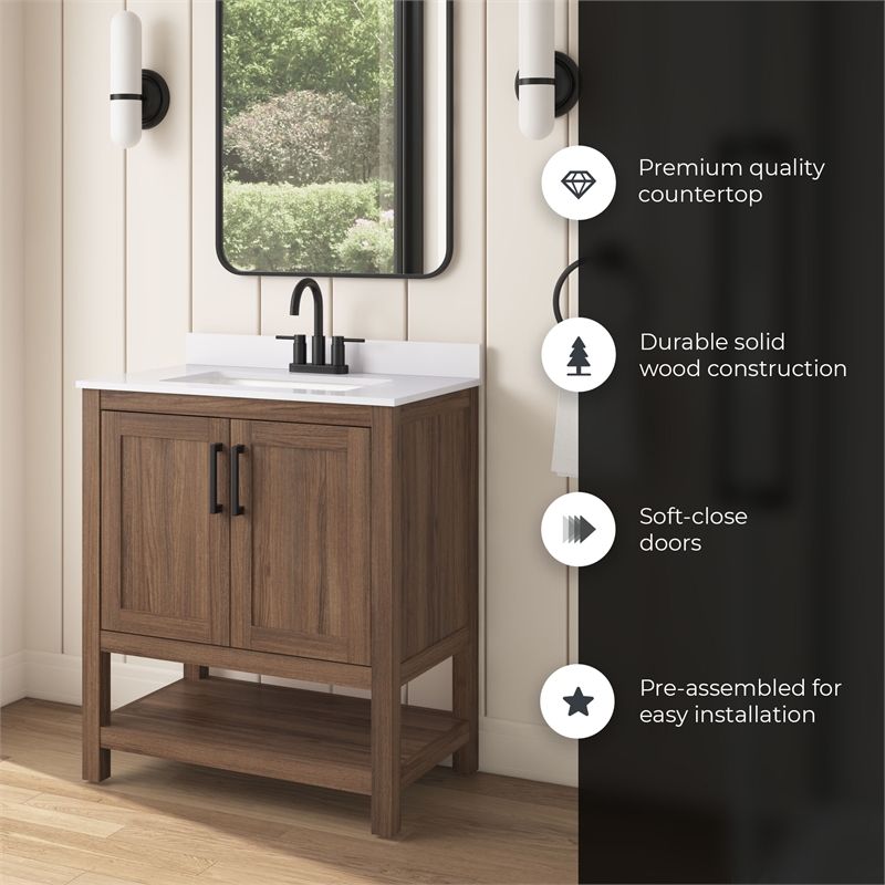 OVE Vegas 30 in. Single Sink Vanity in Spiced Walnut Matte Black