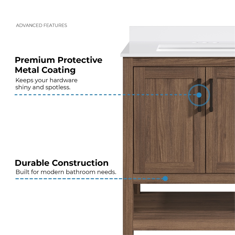 OVE Vegas 30 in. Single Sink Vanity in Spiced Walnut Matte Black
