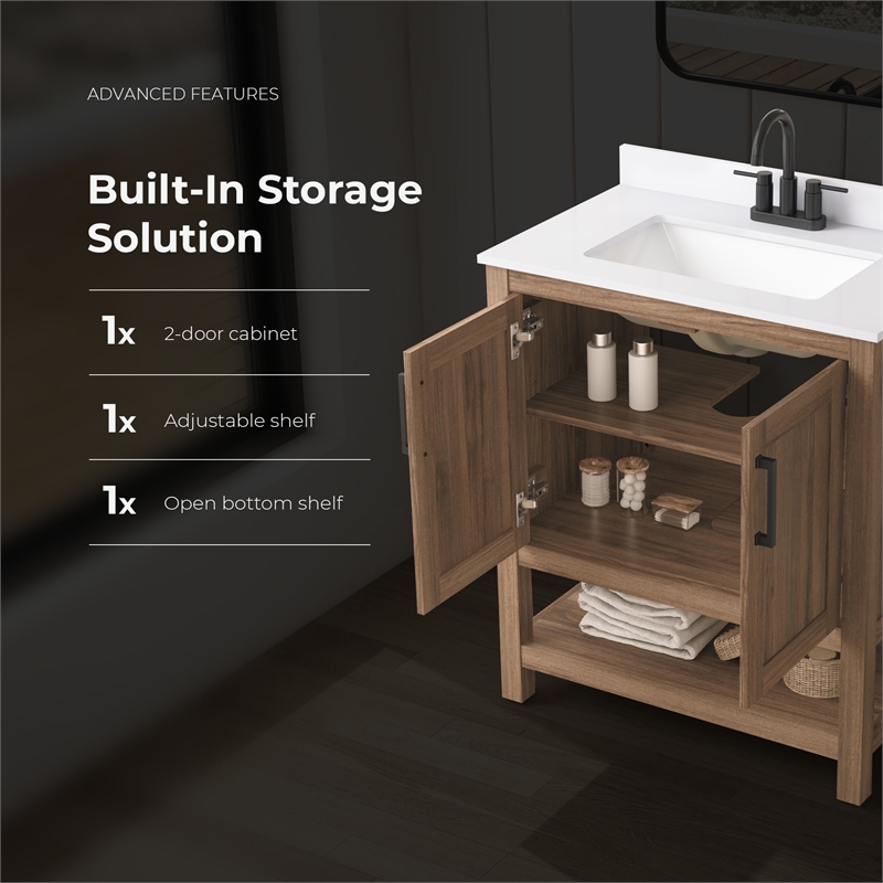 OVE Vegas 30 in. Single Sink Vanity in Spiced Walnut Matte Black