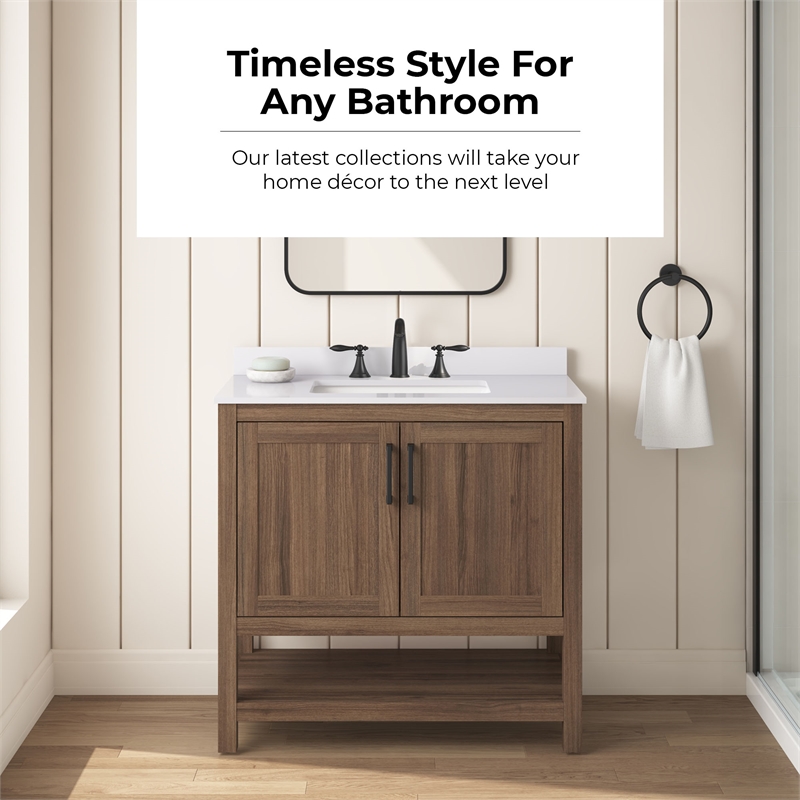 OVE Vegas 36 in. Single Sink Vanity in Spiced Walnut Matte Black