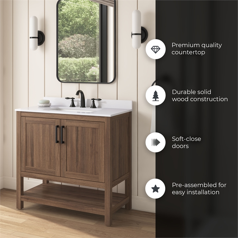 OVE Vegas 36 in. Single Sink Vanity in Spiced Walnut Matte Black