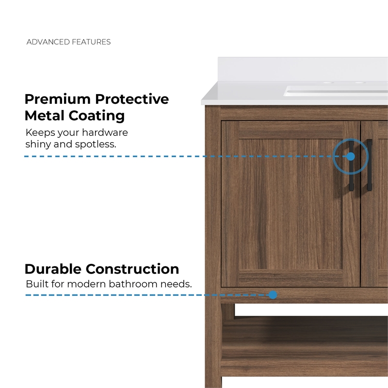 OVE Vegas 36 in. Single Sink Vanity in Spiced Walnut Matte Black