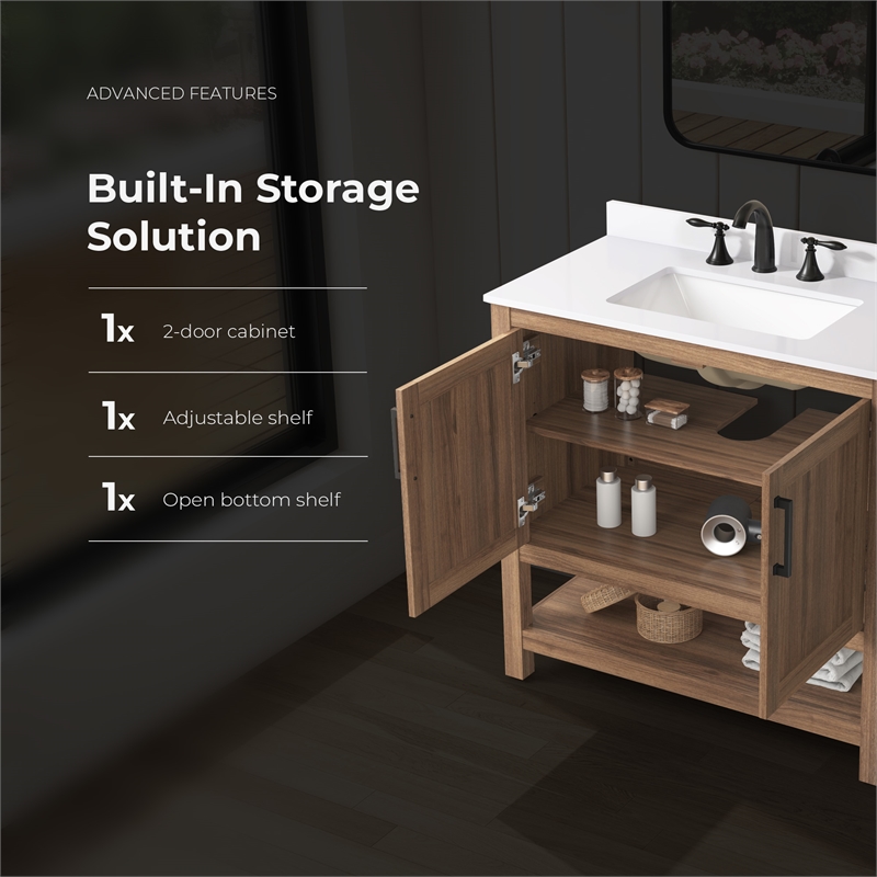 OVE Vegas 36 in. Single Sink Vanity in Spiced Walnut Matte Black