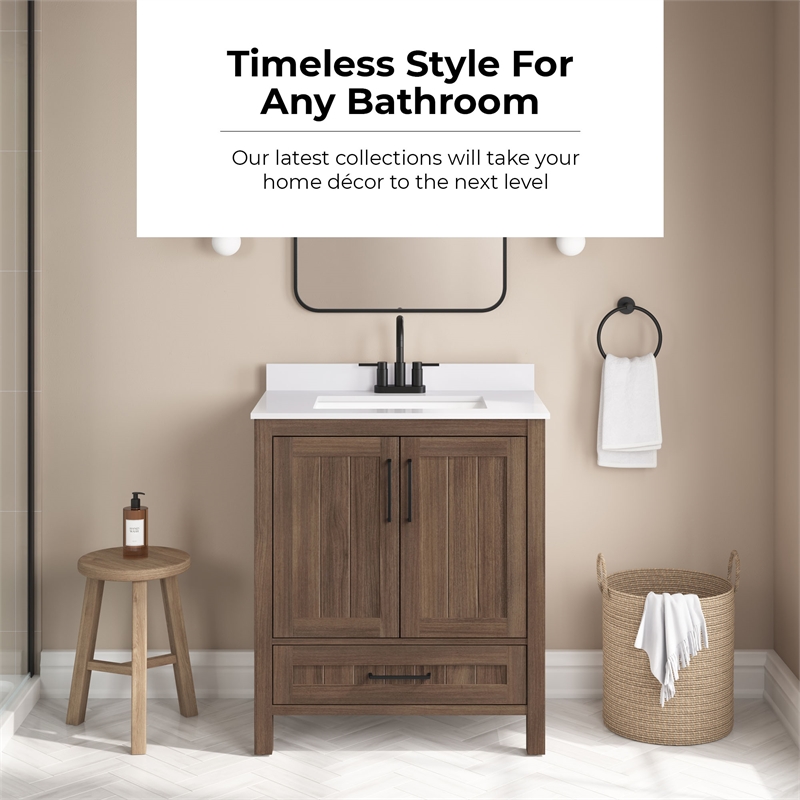 OVE Kansas 30 in. Single Sink Vanity in Spiced Walnut Matte Black