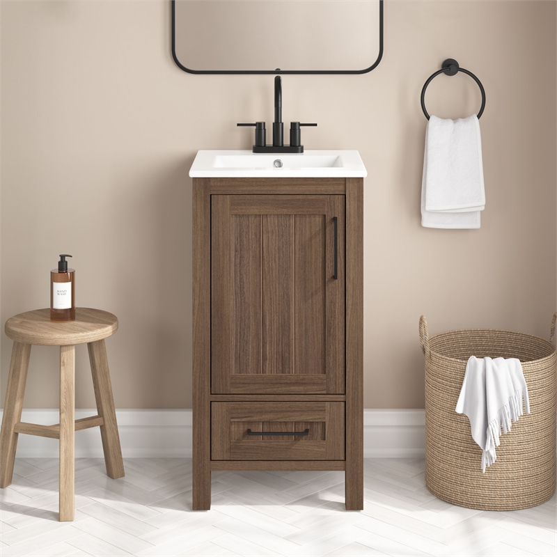 OVE Kansas 18 in. Single Sink Vanity in Spiced Walnut Matte Black