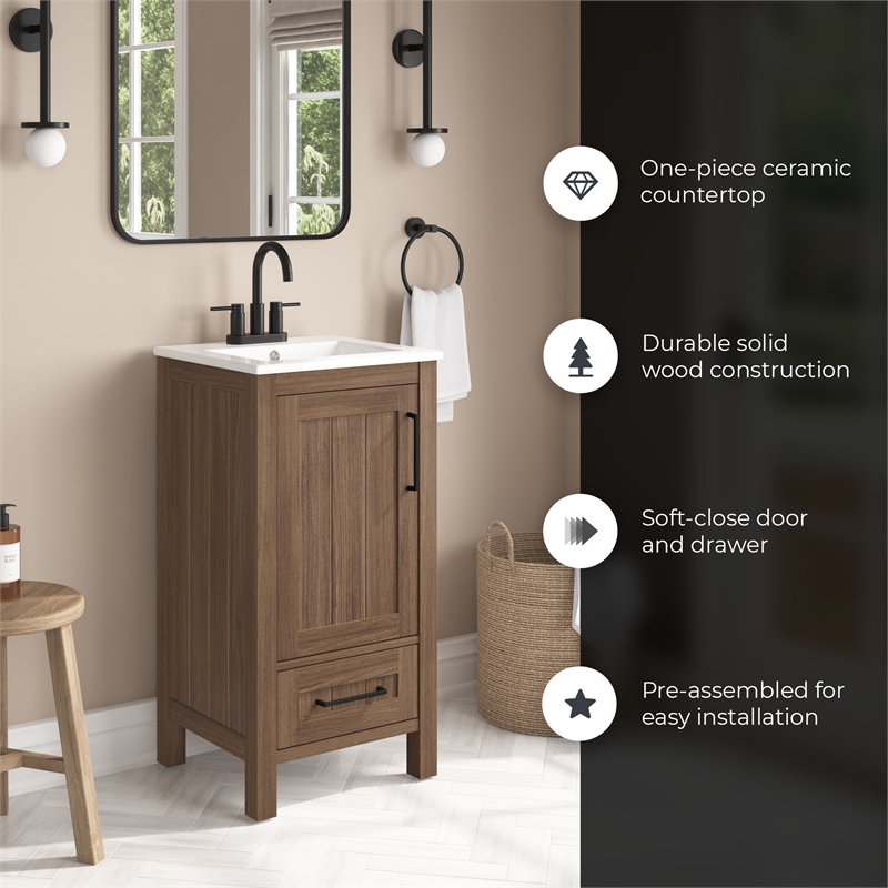 OVE Kansas 18 in. Single Sink Vanity in Spiced Walnut Matte Black
