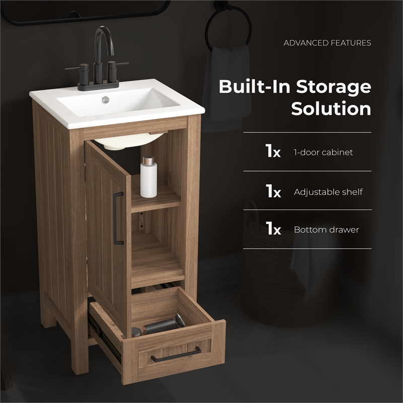 OVE Kansas 18 in. Single Sink Vanity in Spiced Walnut Matte Black