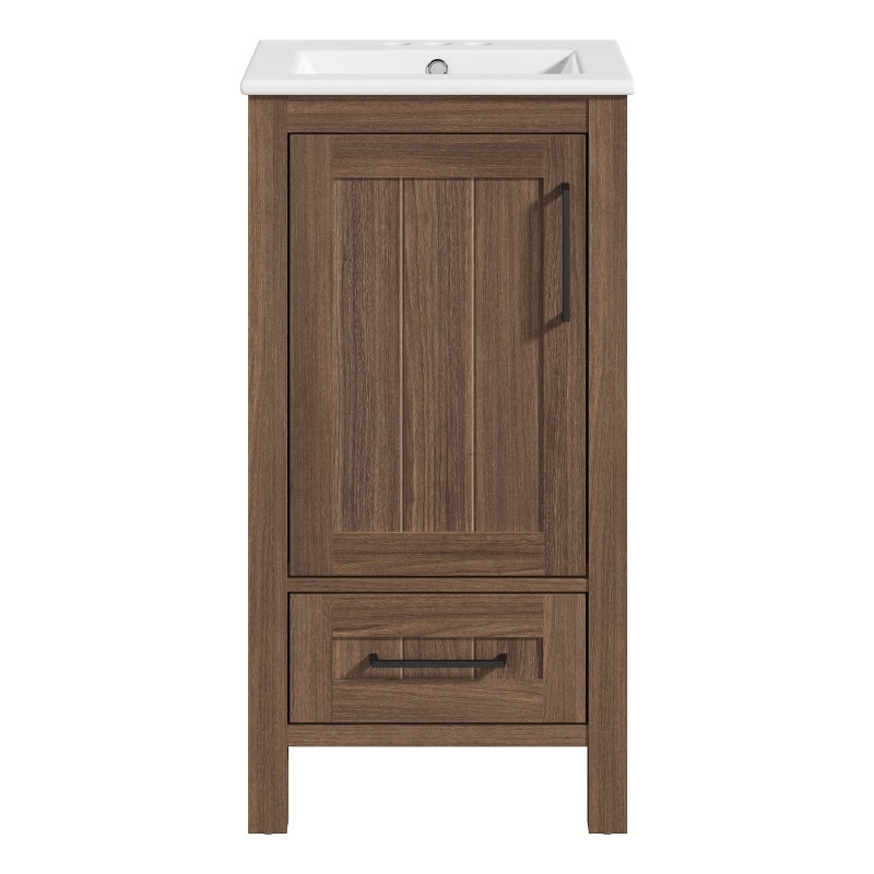 OVE Kansas 18 in. Single Sink Vanity in Spiced Walnut Matte Black