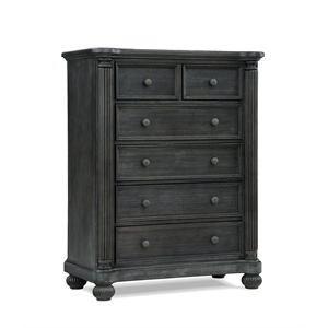 Charleston 6-Drawer Wood Chest in Weathered Brown