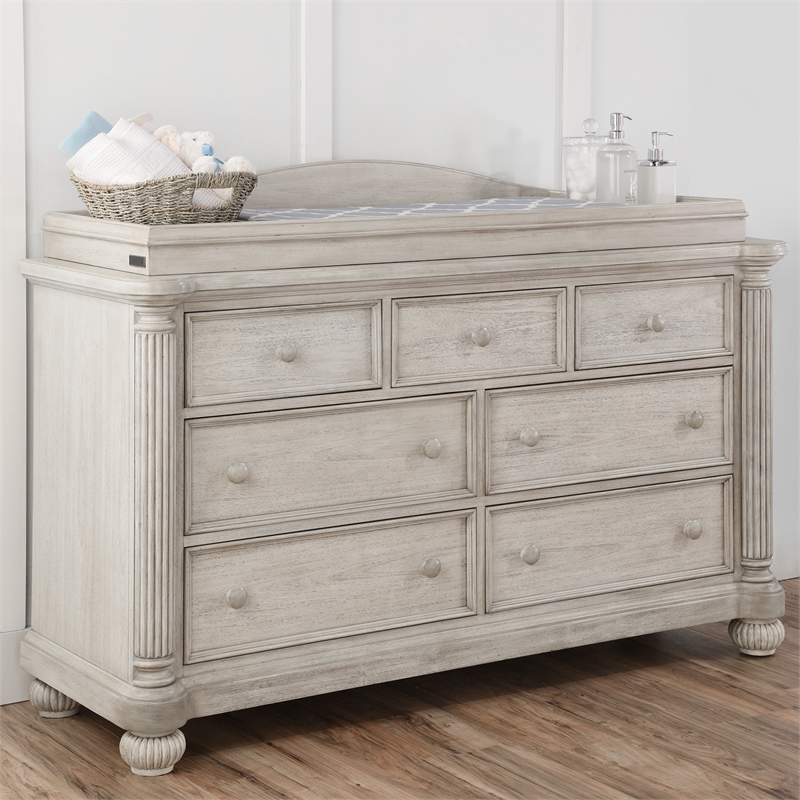 Heritage Baby Products Charleston 7-Drawer Wood Dresser in Weathered White
