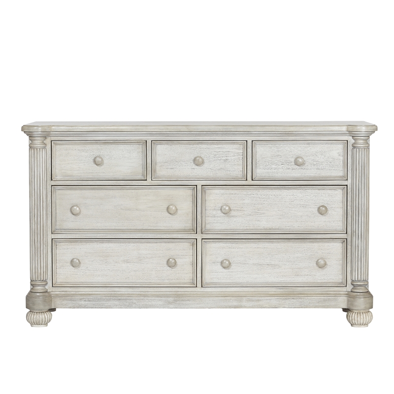 Heritage Baby Products Charleston 7-Drawer Wood Dresser in Weathered White