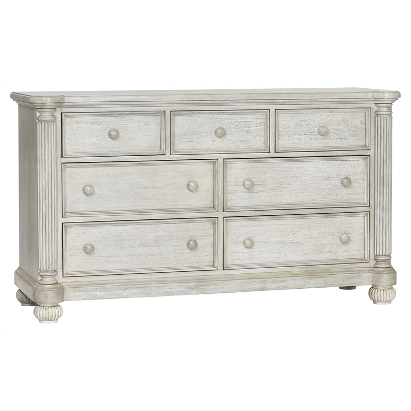 Heritage Baby Products Charleston 7-Drawer Wood Dresser in Weathered White
