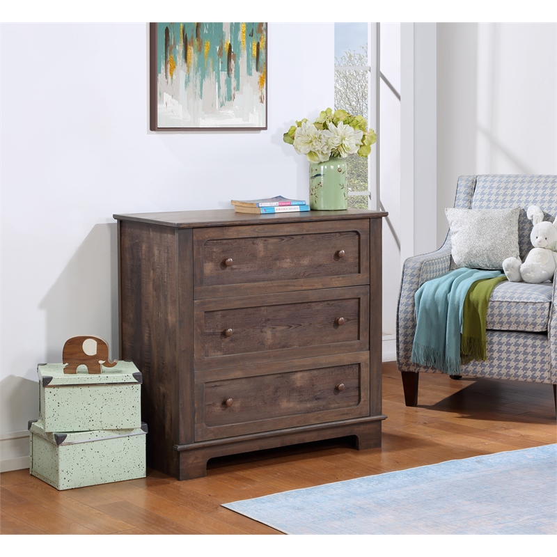 Suite Bebe Grayson 3-Drawer Traditional Wood Dresser in Brown