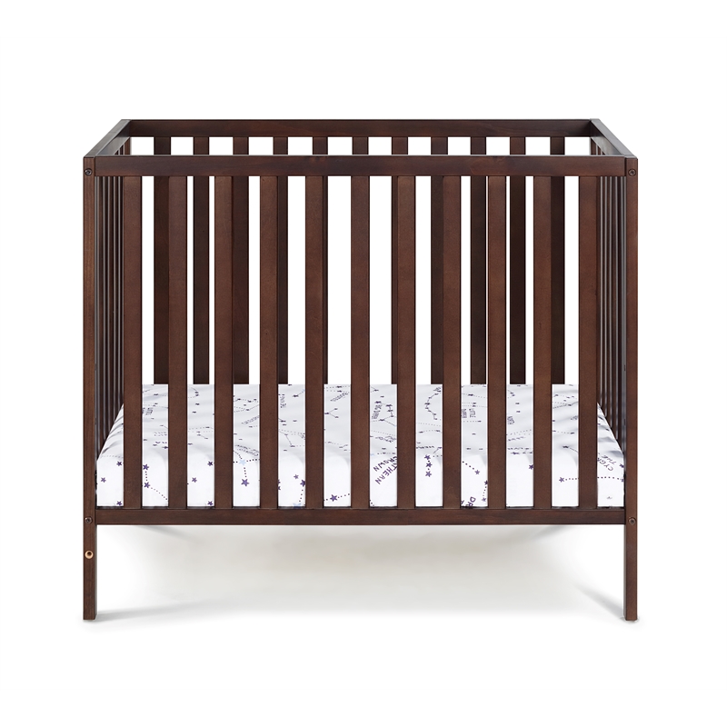 Suite Bebe Palmer Contemporary Wood Mini Crib with Mattress Pad in Espresso