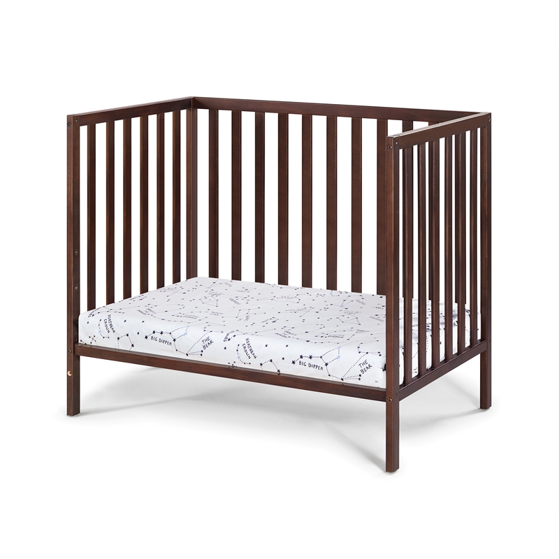 Suite Bebe Palmer Contemporary Wood Mini Crib with Mattress Pad in Espresso