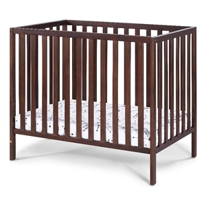 Suite Bebe Palmer Contemporary Wood Mini Crib with Mattress Pad in Espresso