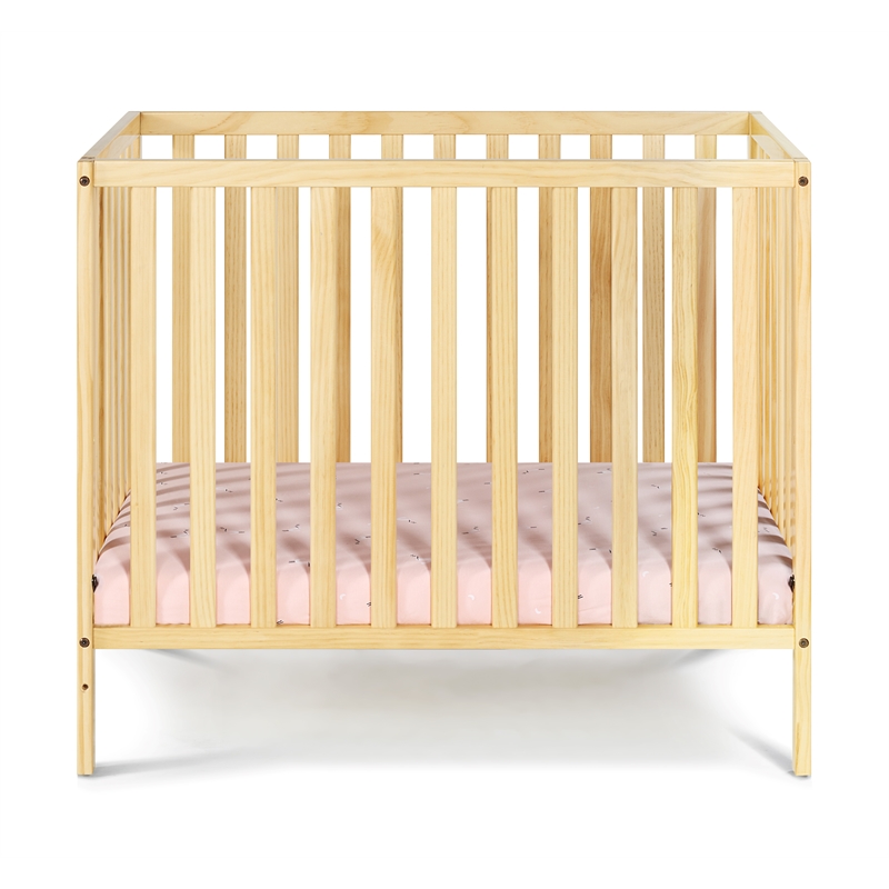 Suite Bebe Palmer Contemporary Wood Mini Crib with Mattress Pad in Natural