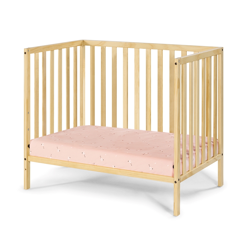 Suite Bebe Palmer Contemporary Wood Mini Crib with Mattress Pad in Natural