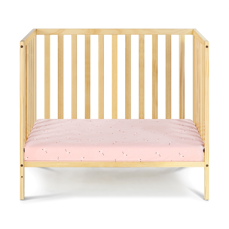 Suite Bebe Palmer Contemporary Wood Mini Crib with Mattress Pad in Natural