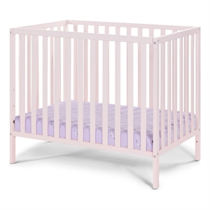 Suite Bebe Palmer Contemporary Wood Mini Crib with Mattress Pad in Pink