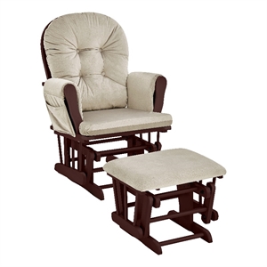 Suite Bebe Mason Wood and Fabric Glider and Ottoman in Espresso and Beige