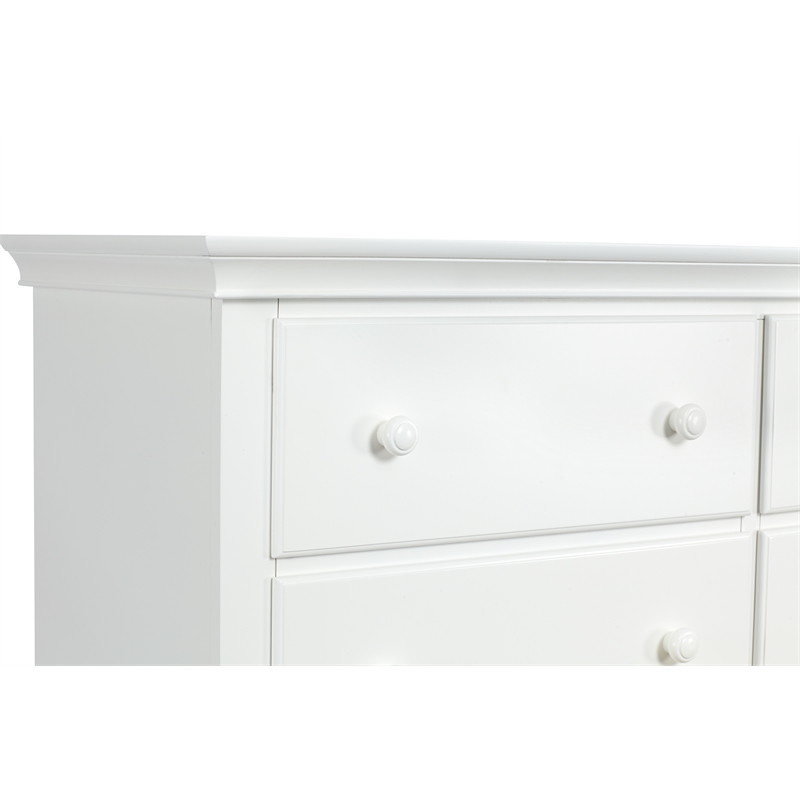 Suite Bebe Alice 6-Drawer Traditional Wood Double Dresser in White