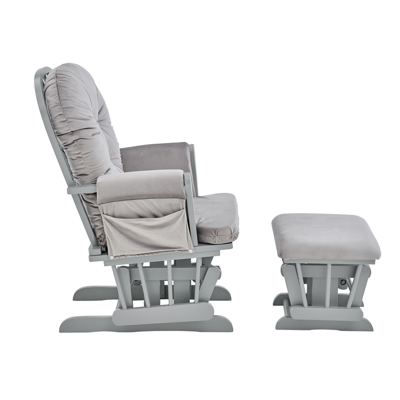 Suite Bebe Mason Wood and Fabric Glider and Ottoman in Light Gray