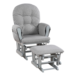 Suite Bebe Mason Traditional Wood Glider and Ottoman in Gray/Oyster