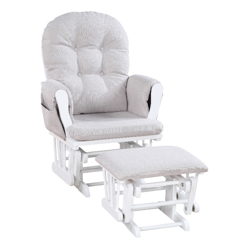 Suite Bebe Mason Traditional Wood Glider and Ottoman in White/Gray